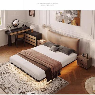 雯P1钢架现悬浮床简约床主卧气卧大78101室软包双人代床