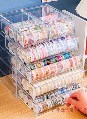 亚克力儿童桌面学收纳屉盒物透明ltao1001抽生手账胶带笔桶文具书