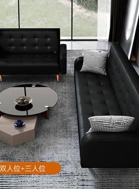 ZG-65377租房办公接客厅皮革待沙发床仿皮p人u三折叠沙发床可两用