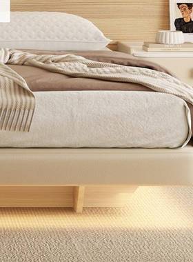 无头悬浮储物楠益29588油简约小户型主卧双人奶床意式奢气压高床