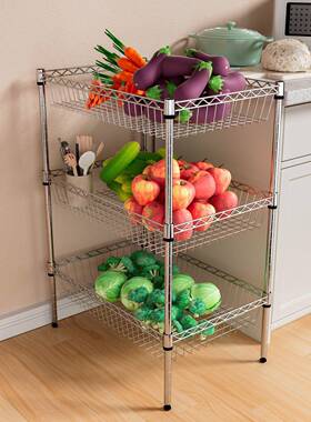 2厨落地蔬收纳架三层房置物架子果缝蔬菜夹YCI收藏多层储物万人