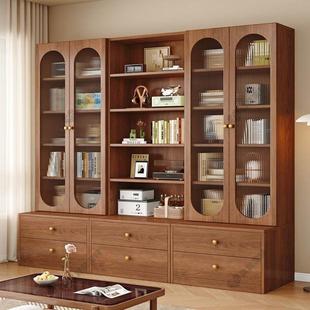 家实一木卡座书体柜整墙客厅用落地OPJ立式靠墙储物柜子玻璃门收