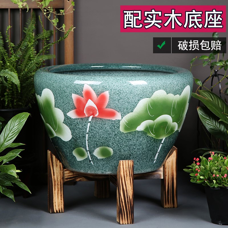 景德镇陶瓷鱼缸荷花缸造景古法风水盆阳台庭院大碗莲缸餐厅甲鱼缸