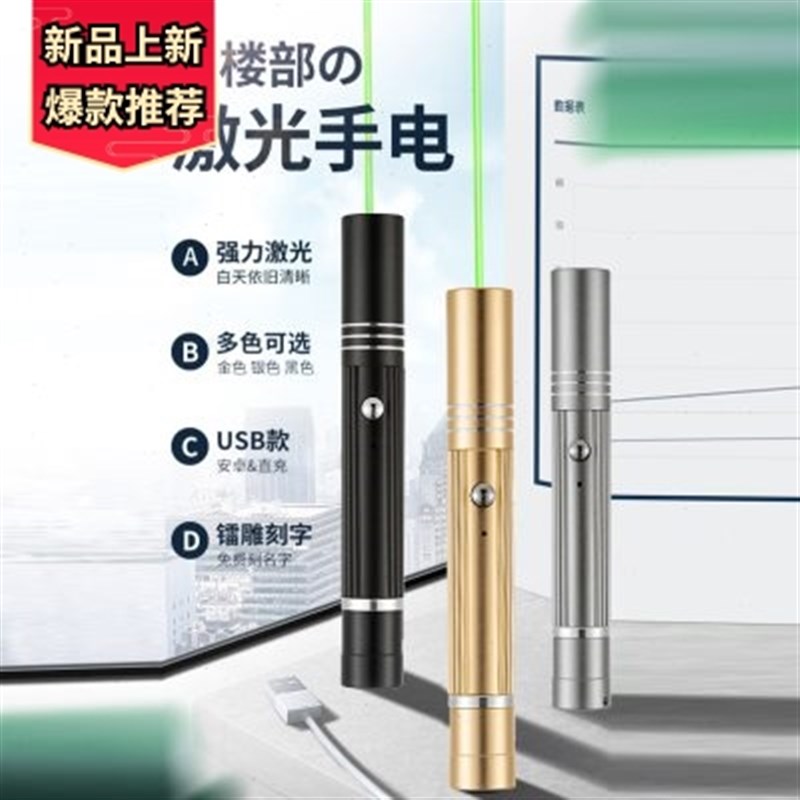 激光灯售楼部强光沙盘指示射笔白天 usb充电款红外线驾校教练手电