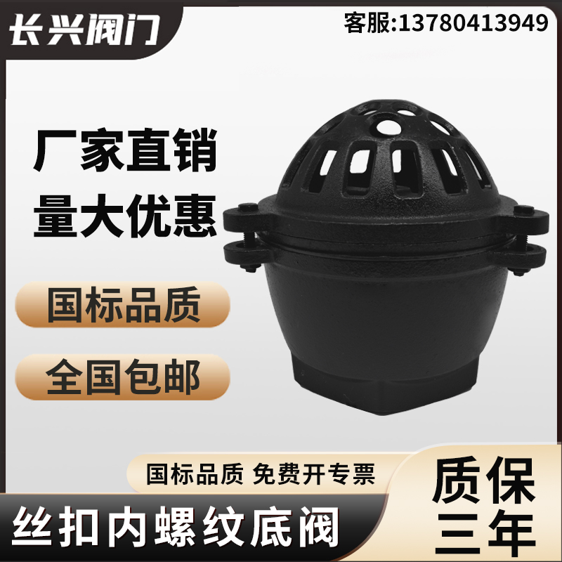 抽水泵底阀内螺纹丝扣吸水阀H12X-10铸铁止回阀DN2540 50 65 80
