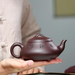 上市宜興紫砂壺手工制作老紫泥漢棠石瓢紫砂泡茶壺貨 新品