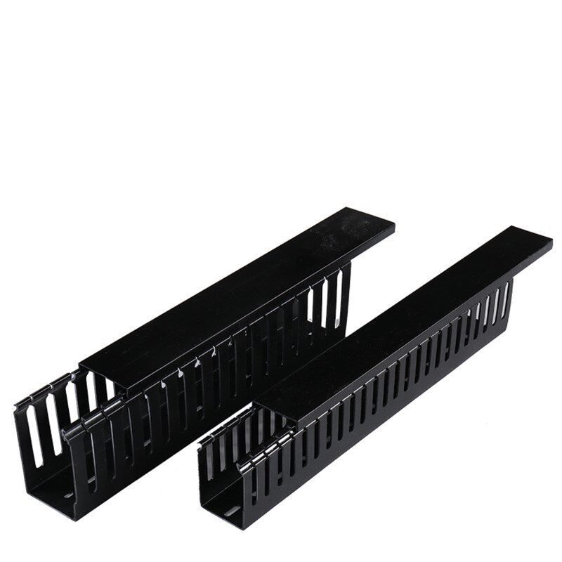 pvc塑料阻燃工业行线槽配电箱柜u型配线槽黑色明装理线布线走线槽
