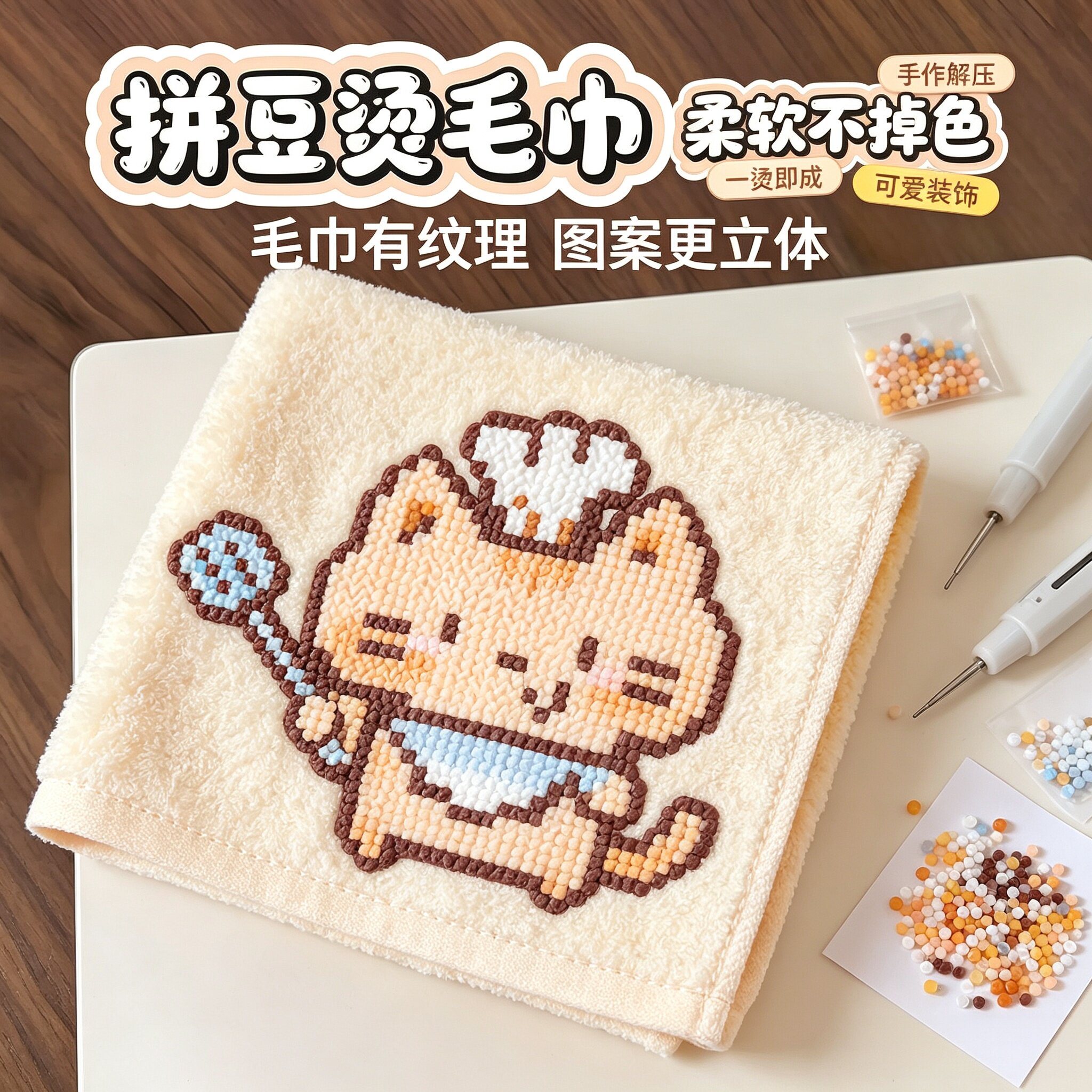 毛绒纹理拼豆烫毛巾DIY刺绣贴