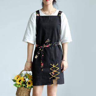围裙女理发店网咖奶茶花店餐厅服务员工作服印字logo家用厨房烘焙