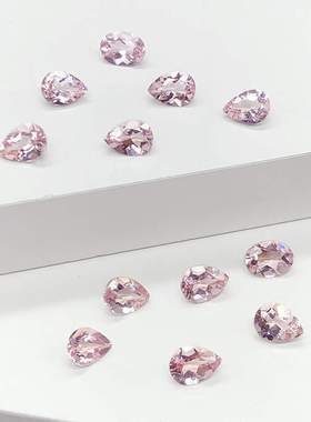 天然粉色摩根石Morganite 水滴形裸石戒面尺码齐全 可代镶嵌