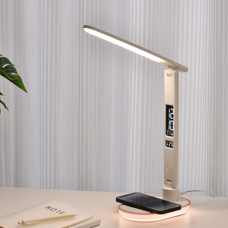 外贸新款七彩多功能无线充折叠台灯宿舍护眼阅读五档调节小夜灯