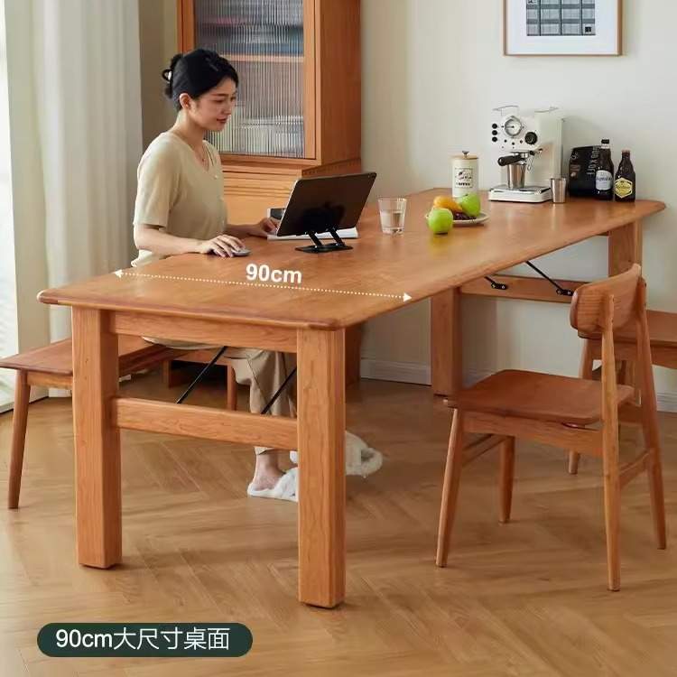 纯实木客厅大长书桌工作台设计师办公桌家用樱桃木书房书餐厅餐桌
