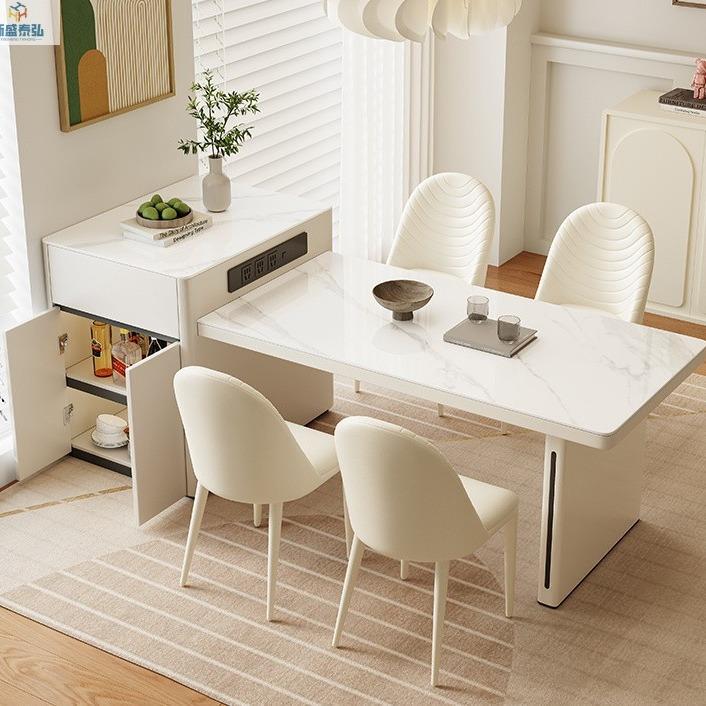 新款岛台岩板餐桌伸缩多功能轻奢现代厨房餐桌岩板一体家用小户型