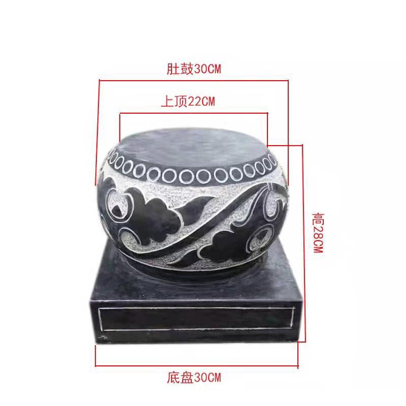 仿古柱墩石青石柱基石走廊柱墩石石雕石柱基石圆形空心墩子