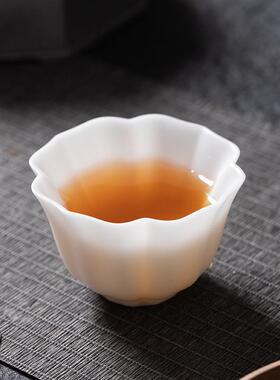 高端中式冰种羊脂玉白瓷主人杯高档个人专用茶杯品茗杯陶瓷茶具