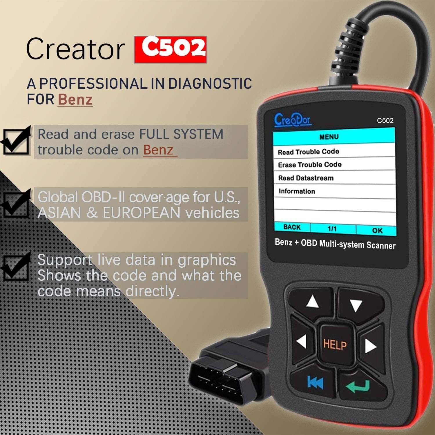 在线升级 Creator C502 Mercedes Benz OBD2 奔驰汽车故障诊断仪