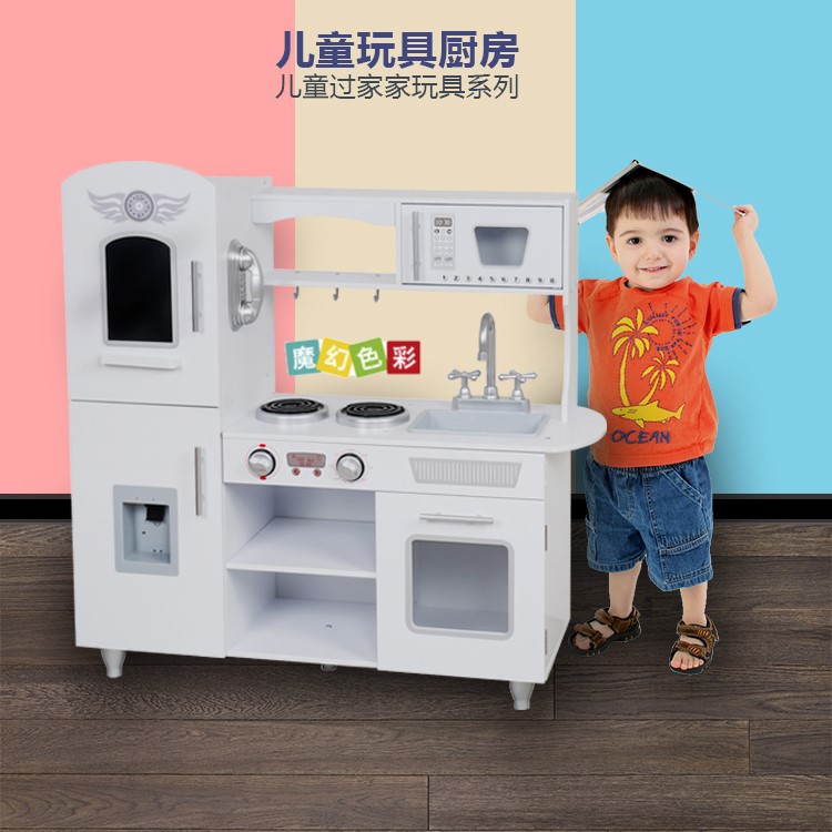 厂家批发 木制儿童过家家仿真厨房 模拟炒菜做饭益智儿童玩具