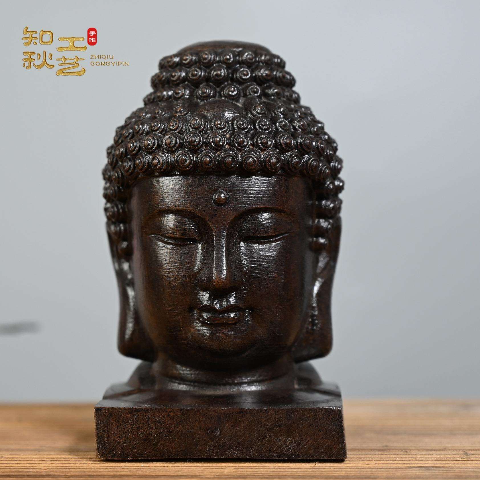 越南沉香木如来佛头木雕工艺品摆件释迦摩尼头像家居办公摆饰