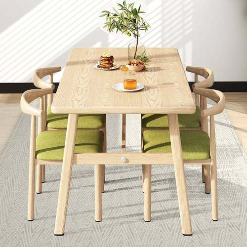 餐桌家用小户型仿实木简易商用出租房餐桌椅组合长方形原木色桌子
