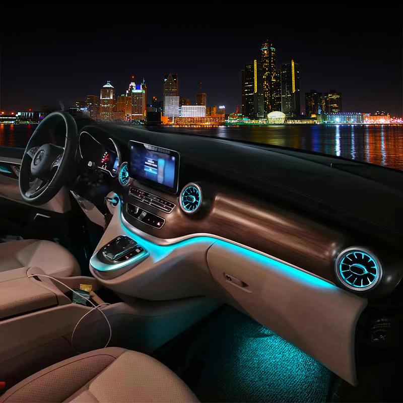 适用奔驰V级V260威霆改装氛围灯w447升级原厂车内气氛灯涡轮出风