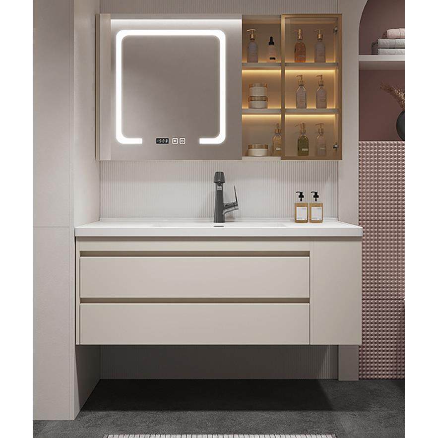 现代轻奢陶瓷一体盆浴室柜组合卫生间洗漱台侧边收纳洗手洗脸盆柜