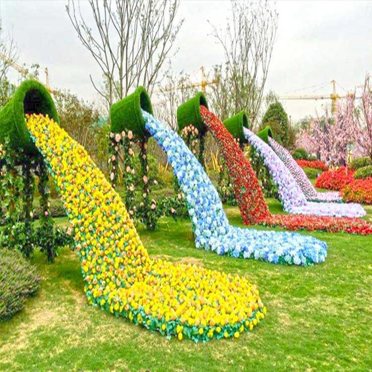 节日广场国庆立体花坛景观艺术绢花柱雕塑造型牌楼工程设计制作。