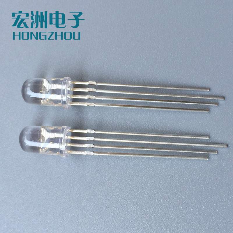 F5四脚全彩圆头有边共阳 LED灯珠  5MMRGB三色 发光二极管