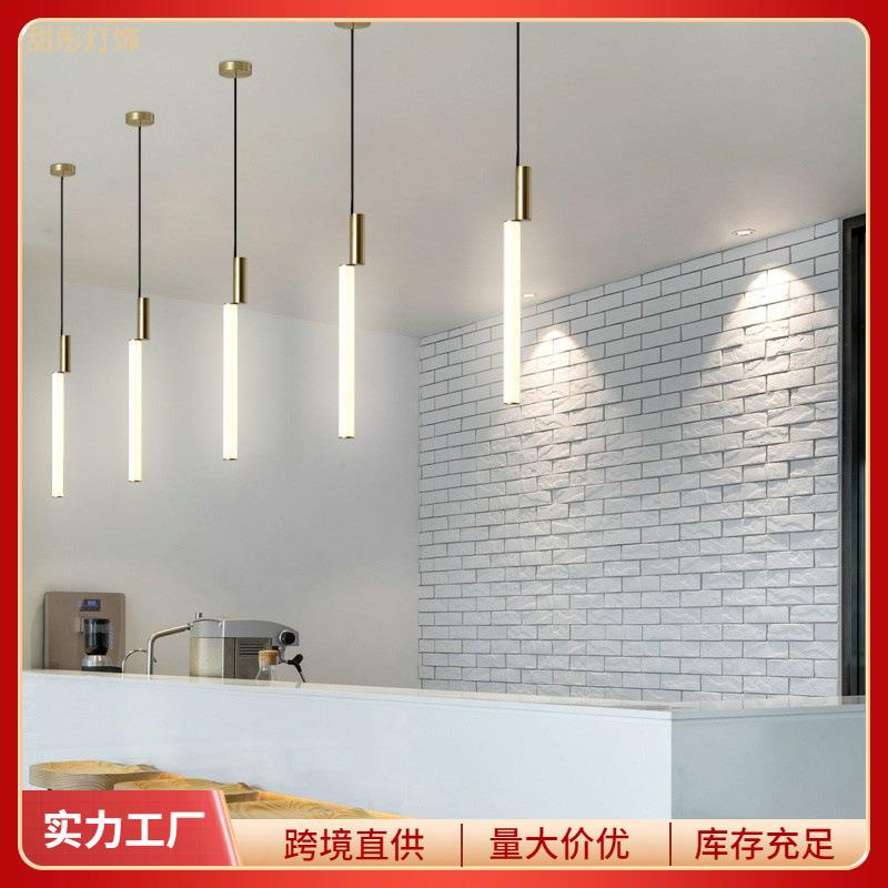 后现代极简线性长条餐厅吊灯样板房创意双头家居圆形卧室长线