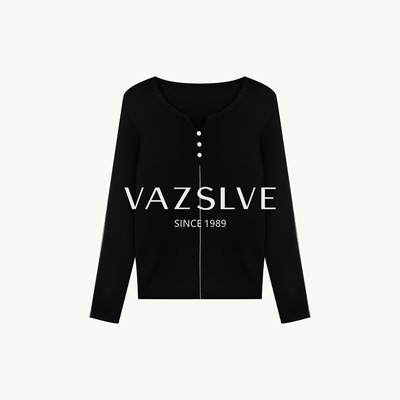 【VAZSLVE/全新奢品】捡漏 撞色莱赛尔百搭针织上衣M361069