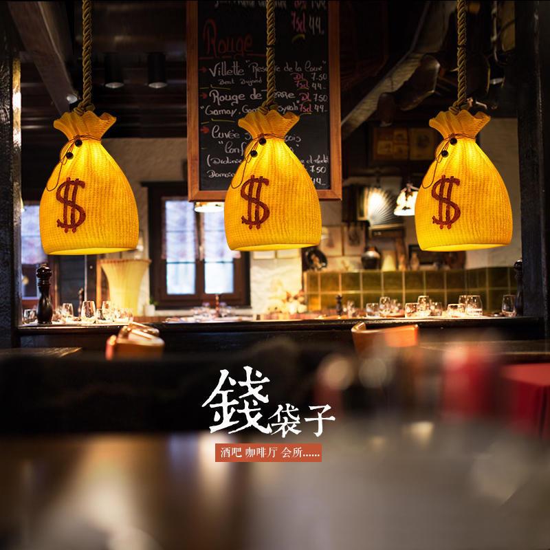 收银台吊灯创意复古吧台上方装饰灯餐厅火锅店钱袋酒瓶酒吧吊线灯