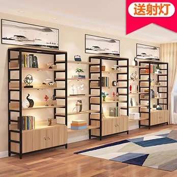 钢木书架置物架办公室书柜自由组合展示架落地多层隔断架货架储物