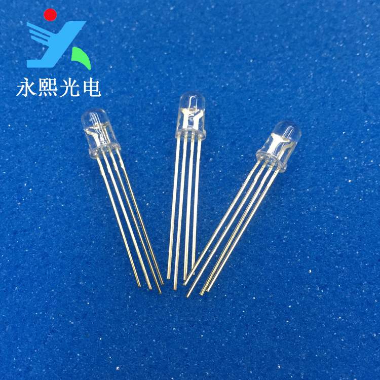 5MM全彩RGB透明led灯珠发光二极管 F5共阳直插RGB灯珠