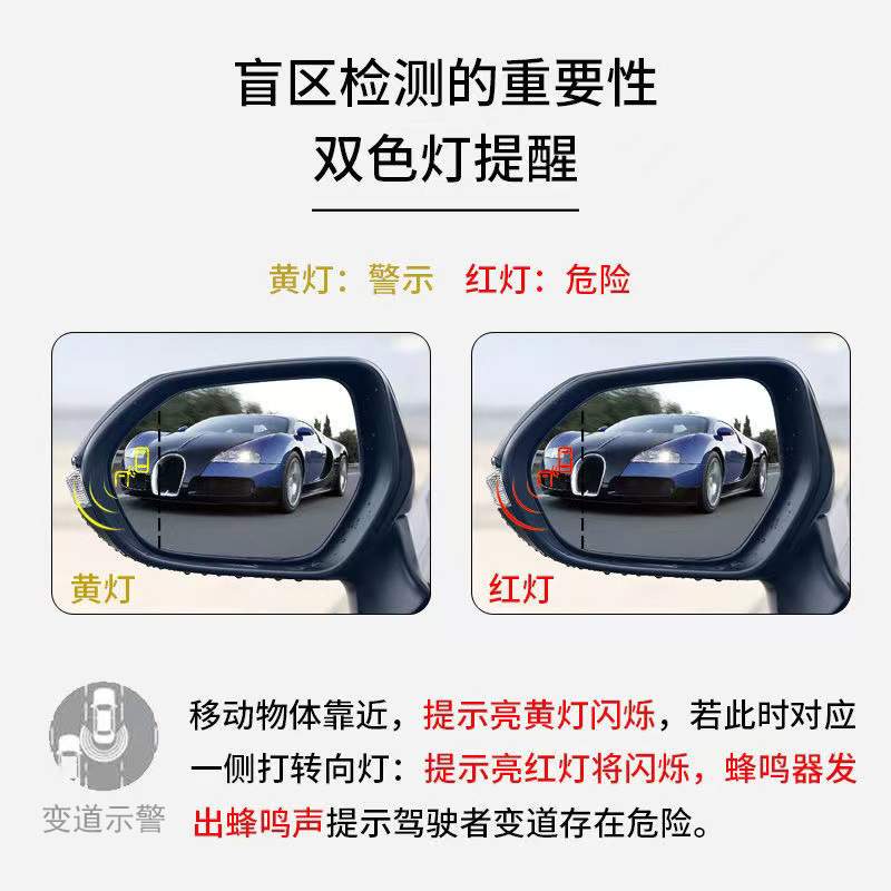 RAV4BSD并线辅助系统双色灯提示 BSD微波雷达盲点检测系统