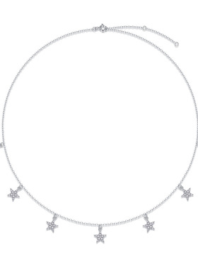 澄一珠宝・S925银镶嵌莫桑石漫天星辰星星吊坠时尚锁骨链