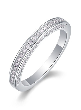 澄一珠宝・S925银镶63粒莫桑石手摘星月轻奢简约时尚大气闭口戒指