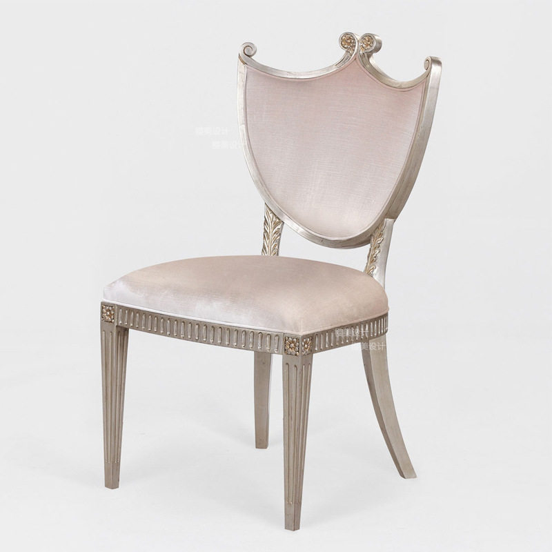法式宫廷复古实木餐椅英式新古典客厅洽谈椅雕花彩绘书椅家具组合