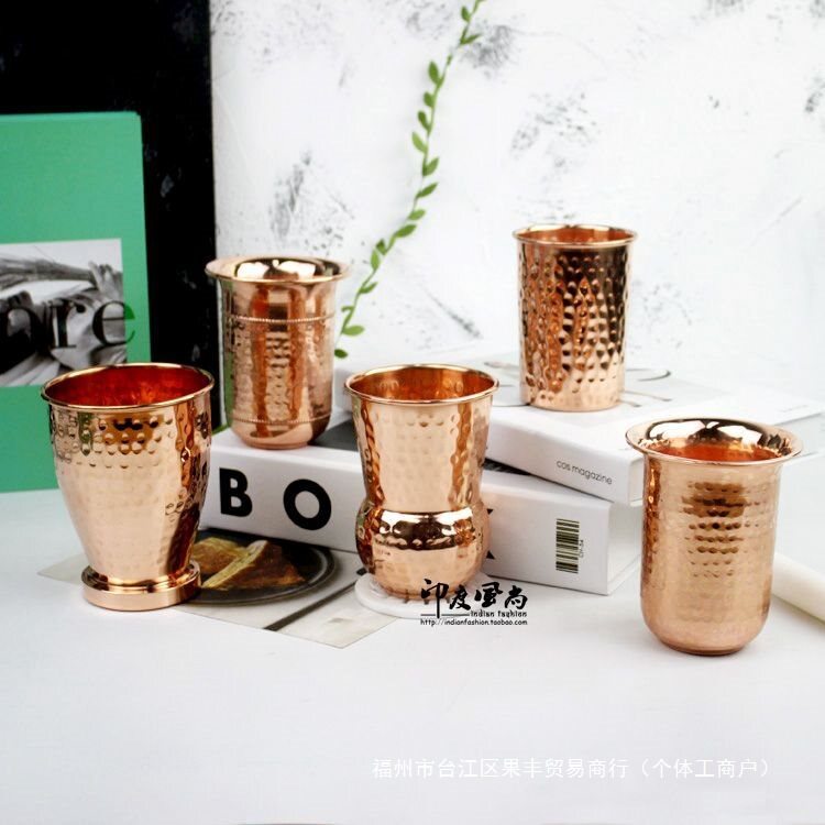 铜杯子水杯金色复古风铜艺软装防摔摆件亚风