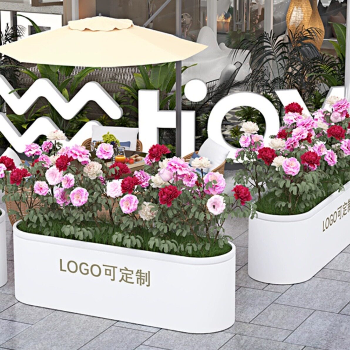户外市政不锈钢花箱花槽组合