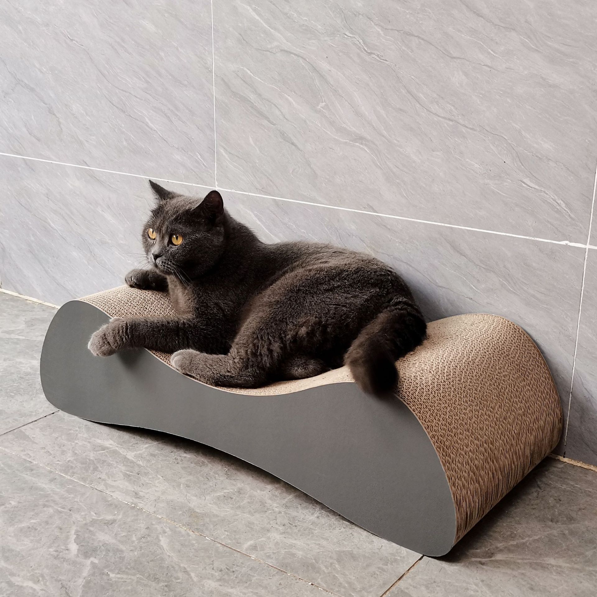 icle益蔻工厂现货骨头肥猫猫沙发贵妃榻猫抓板瓦楞纸磨爪板680灰