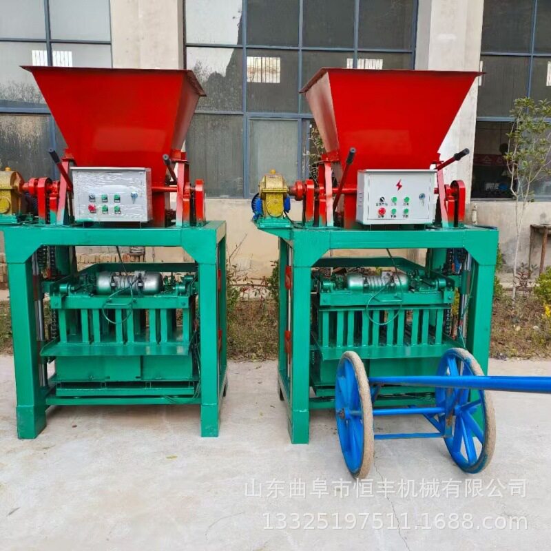 各种砖型的免烧砖机远销海外的4-35B水泥料斗梅花垫块砖机生产线