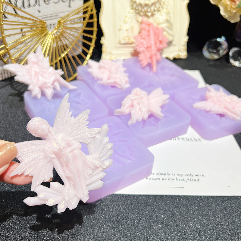 奶油皇后手工翻模花仙子晶簇女孩钢笔花花硅胶模具滴胶diy装饰