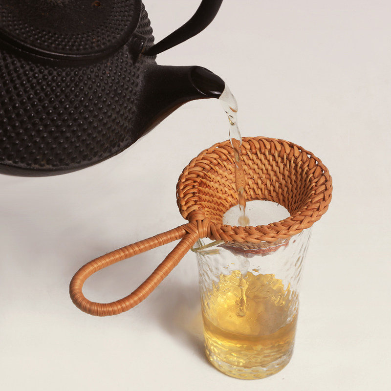 手工藤编功夫茶滤 创意耐热茶叶过滤器竹茶漏 日式加厚茶具配件