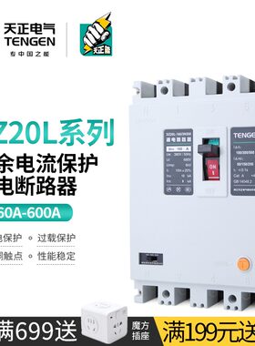 天正DZ20L塑壳漏电断路器3N300三相四线380V漏保160A250A400A600A