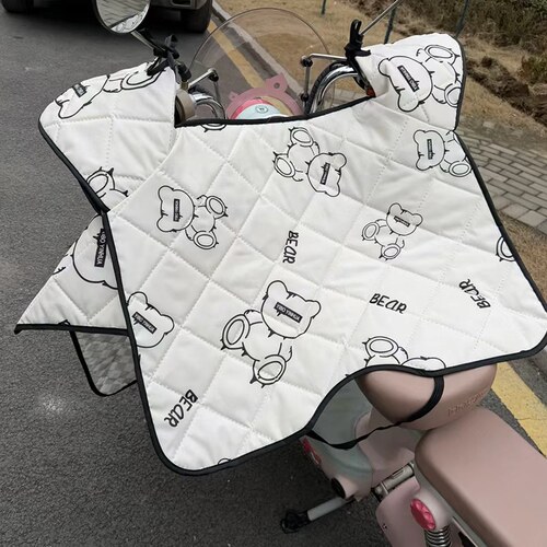 2026新款千鸟格兔耳四季通用电动车春秋被防水挡风罩内置防雨防寒