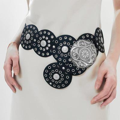 Hollow Western Style Exaggerated Cowboy Wide Disc Belt Vinta