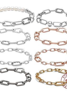 925 Silver Link Chain Bracelet Pulsera Pandra ME Collection