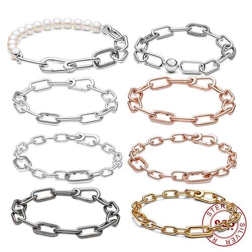 925 Silver Link Chain Bracelet Pulsera Pandra ME Collection