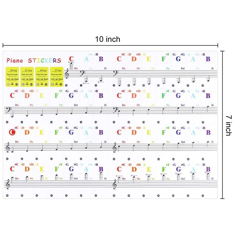3 Pack Piano Keyboard Stickers for Beginners for 88/61/49/3