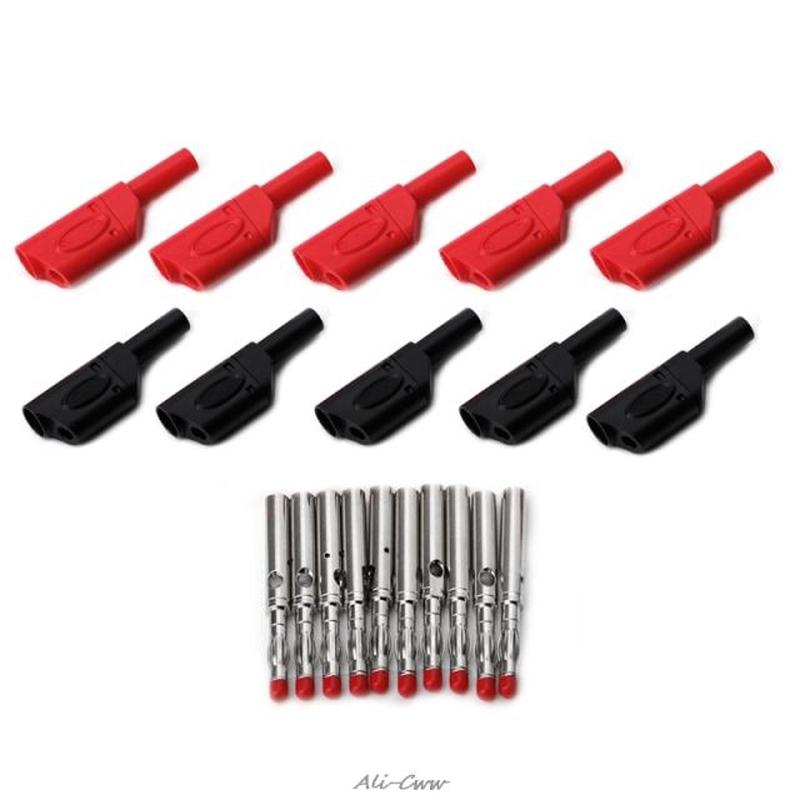 10 Sets 4mm Male Retractable Sheath Stackable Banana Plug Wi