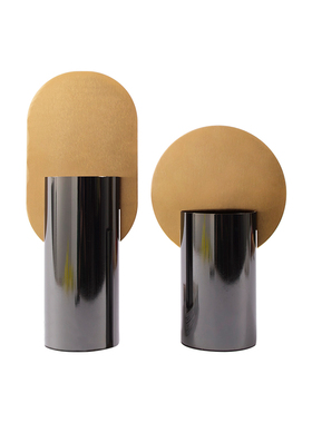 轻奢新中式几何金属摆件抽象样板间售楼处博古架玄关室内软装饰品